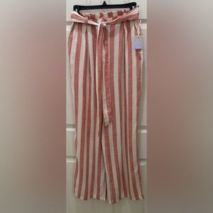 Forever 21 Pink and White Striped Wide Leg Pants M